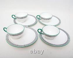 Antique Royal Doulton, Snack Plate And Cup, Art Deco, 4 Sets, Tennis Tea Set, Ma