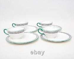 Antique Royal Doulton, Snack Plate And Cup, Art Deco, 4 Sets, Tennis Tea Set, Ma