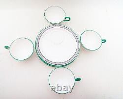 Antique Royal Doulton, Snack Plate And Cup, Art Deco, 4 Sets, Tennis Tea Set, Ma