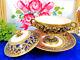 Antique Royal Kinran Nippon Gold Moriage Floral Cobalt Blue Cup & Saucer Teacup