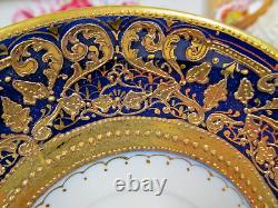 Antique Royal Kinran Nippon Gold Moriage Floral Cobalt Blue Cup & saucer teacup