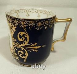 Antique Royal Vienna Portrait Demitasse Tea Cup Elegant Cobalt Gold