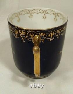 Antique Royal Vienna Portrait Demitasse Tea Cup Elegant Cobalt Gold