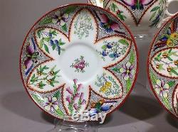 Antique Royal Worcester Enamel Butterflies&wild Flowers Tea Cup&saucer 6pc 1878