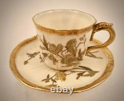 Antique Royal Worcester Tea Cup & Saucer, Lily Pad Shape