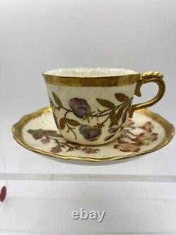 Antique Royal Worcester Tea Cup & Saucer, Lily Pad Shape