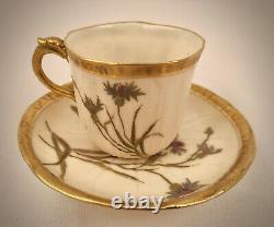 Antique Royal Worcester Tea Cup & Saucer, Lily Pad Shape