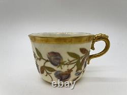 Antique Royal Worcester Tea Cup & Saucer, Lily Pad Shape