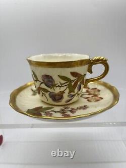 Antique Royal Worcester Tea Cup & Saucer, Lily Pad Shape