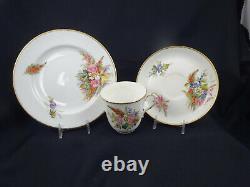 Antique Royal Worcester Tea Cup, Saucer & Plate, Floral