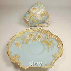 Antique Royal Worcester cup & saucer English Aesthetic reticulated teacup 1892