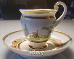 Antique Russian Porcelain Hand Painted Cabinet Tea Coffee Cup And Saucer Popov