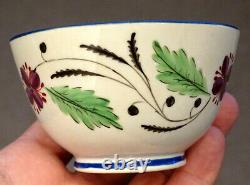 Antique SOFT PASTE Porcelain FANCY FLORAL Handleless Tea Cup & TEA BOWL SAUCER