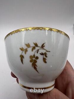 Antique Salopian Tea Bowl & Saucer Gold Floral Pattern