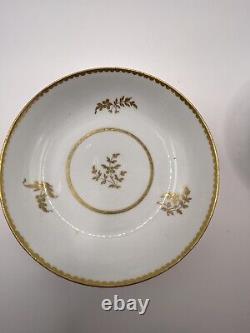 Antique Salopian Tea Bowl & Saucer Gold Floral Pattern