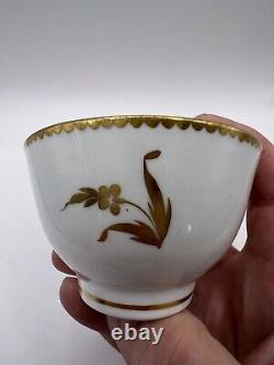 Antique Salopian Tea Bowl & Saucer Gold Floral Pattern