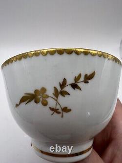 Antique Salopian Tea Bowl & Saucer Gold Floral Pattern