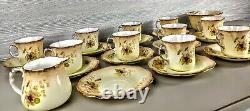 Antique Samuel Radford Floral gilded Tea Set Teaset Cup Saucer Plate #1124