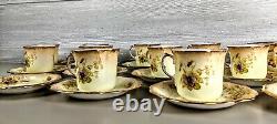 Antique Samuel Radford Floral gilded Tea Set Teaset Cup Saucer Plate #1124