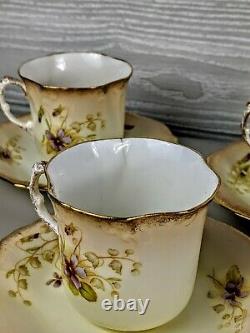 Antique Samuel Radford Floral gilded Tea Set Teaset Cup Saucer Plate #1124