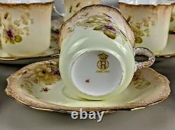 Antique Samuel Radford Floral gilded Tea Set Teaset Cup Saucer Plate #1124