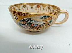 Antique Satsumi Tea Cup Signed Hand Painted with Moriage artwork 1890-1900