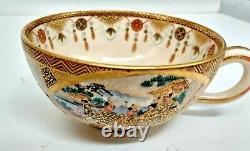 Antique Satsumi Tea Cup Signed Hand Painted with Moriage artwork 1890-1900