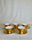 Antique Set Of 5 Golden Porcelain Teacups And Saucers