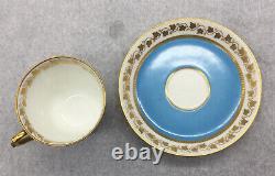 Antique Sevres Cherub Blue Celeste Tea Cup Saucer Set Gold Louise Philippe