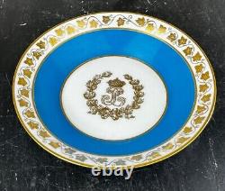 Antique Sevres Cherub Blue Celeste Tea Cup Saucer Set Gold Louise Philippe