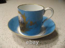 Antique Sevres Gold Painted Portrait Tea Cup and Saucer 18th Century 1756