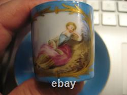 Antique Sevres Gold Painted Portrait Tea Cup and Saucer 18th Century 1756