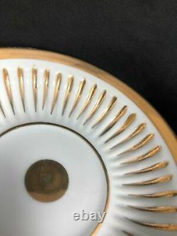 Antique Sevres Vincennes Gold. & White Striped Tea Cup And Saucer Set 13L