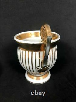 Antique Sevres Vincennes Gold. & White Striped Tea Cup And Saucer Set 13L