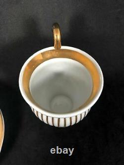 Antique Sevres Vincennes Gold. & White Striped Tea Cup And Saucer Set 13L