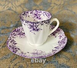 Antique Shelley Dainty Mauve Demitasse Teacup and Saucer Fine Bone China