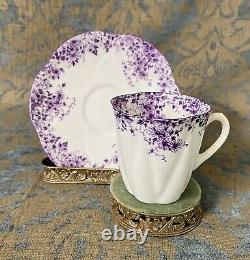 Antique Shelley Dainty Mauve Demitasse Teacup and Saucer Fine Bone China