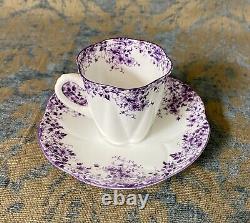 Antique Shelley Dainty Mauve Demitasse Teacup and Saucer Fine Bone China