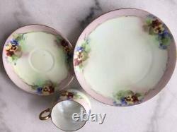 Antique Silesia Dessert Plates Teacups Saucers Hermann Ohme porcelain 1900-1920