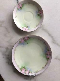 Antique Silesia Dessert Plates Teacups Saucers Hermann Ohme porcelain 1900-1920