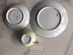 Antique Silesia Dessert Plates Teacups Saucers Hermann Ohme porcelain 1900-1920