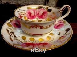 Antique Spode Copelands Cabbage Roses Gold Tea Cup & Saucer 3886