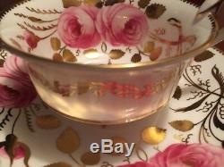 Antique Spode Copelands Cabbage Roses Gold Tea Cup & Saucer 3886