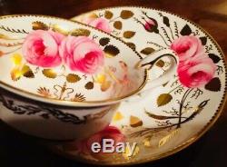 Antique Spode Copelands Cabbage Roses Gold Tea Cup & Saucer 3886