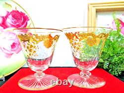 Antique St Louis Crystal Stemware Gold Encrusted set of 2 glasses