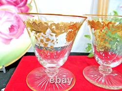 Antique St Louis Crystal Stemware Gold Encrusted set of 2 glasses