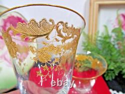 Antique St Louis Crystal Stemware Gold Encrusted set of 2 glasses