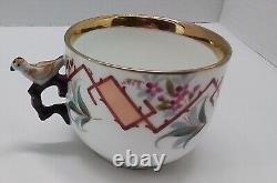 Antique Tea Coffee Bird Handle Whistle Cup & Saucer