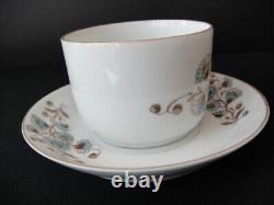 Antique Tea Cup & Saucer 1800 s Unmarked, Blue Floral with Gold Accent