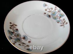 Antique Tea Cup & Saucer 1800 s Unmarked, Blue Floral with Gold Accent